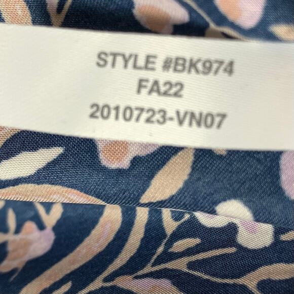 J.Crew V-Neck Mini Dress Floral Fields Navy Smocked Waist Ruffle Neck Medium - Picture 9 of 16